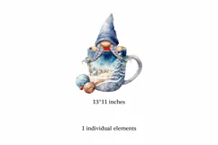 Watercolor Christmas gnome in tea mug, Gnome PNG Product Image 2