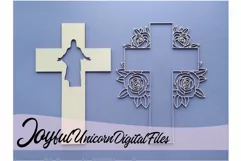 Jesus Cross SVG Laser cut file | Christian floral Cross SVG Product Image 4