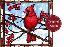 Christmas Tumbler Wrap, Stained Glass Cardinal Tumbler Product Image 2