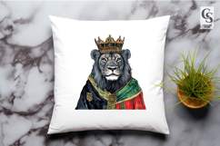 Crowned Lion King Watercolor Clipart Sublimation PNG Product Image 3
