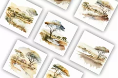 African Countryside Landscapes | Watercolour or Clipart JPG Product Image 2