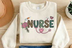 Nurse PNG Leopard Floral Stethoscope Design, Nurse Sublimat Product Image 2