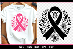 Cancer Awareness Floral daisy flower Ribbon SVG, PNG, DXF Product Image 2