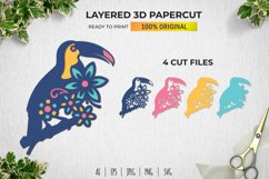 Floral Exotic Toucan 3D Layered Papercut SVG for Crafters Product Image 2