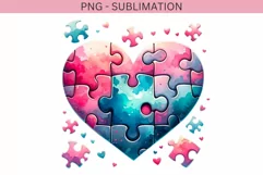 Watercolor Valentine, Heart Puzzle, Digital Download Product Image 1