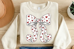 Valentine&#039;s Day Coquette Bow PNG, Red Heart Valentine&#039;s Product Image 2