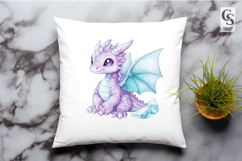 Cute Crystal Baby Dragon Watercolor Clipart Sublimation PNG Product Image 2