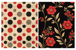 Red, Black, Paper, Floral, Papers, Junk Journal Product Image 2