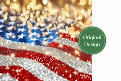 USA Tumbler Wrap Design, Glitter American Flag Tumbler Product Image 2