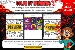 4th of July Color by Number Printable Worksheets FOR KIDS Product Image 2