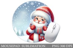 Cute Santa Claus Mouse Pad. Christmas Mouse Pad Sublimation Product Image 1