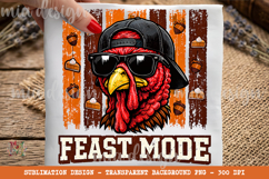 Feast Mode PNG, Striped Thanksgiving Turkey Sublimation Product Image 1