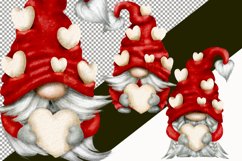 Red Valentines Gnomes Clipart | Watercolor Clipart Png Product Image 2