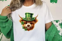 St Patricks Day Highland Cow Clipart, Highland Cow Clipart Product Image 2