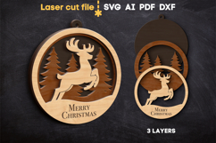 Christmas Ornament Deer SVG laser cut file for Glowforge Product Image 2