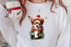 Christmas Dog And Coffee Clipart, Christmas Clipart Product Image 1
