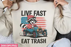 Live fast, eat trash PNG, Funny Raccoon Quotes Sublimatio Product Image 1