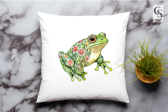 Watercolor Floral Tree Frog Clipart Sublimation PNG Product Image 2