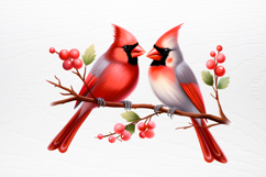 Christmas Cardinal Watercolor Clipart PNG Product Image 2