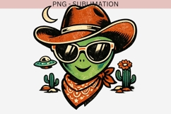 Alien Cowboy PNG | Retro Western UFO Clipart, Cute Space Product Image 2