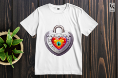 Heart Lock Rainbow Clipart Sublimation PNG Product Image 2