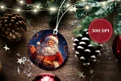 Santa Claus Round Ornament, Santa Claus Product Tag Design Product Image 2