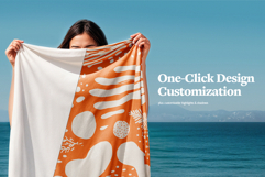 Woman Holding Beach Towel Mockup Product Image 2