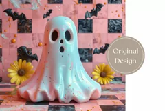 Pink Halloween Tumbler 3D Wrap, Funny Ghost Tumbler Template Product Image 2