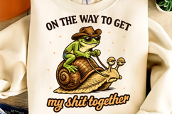 Cowboy Frog PNG, Funny Turtle Ride, Retro Western Shirt PNG Product Image 1