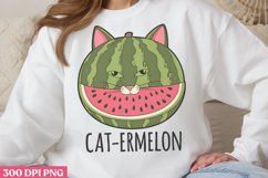 Cat-ermelon PNG, Funny Animal Puns Sublimation PNG Product Image 1