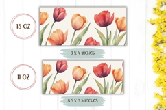 Flowers Mug Wrap, Watercolor Tulips Mug Sublimation Product Image 2