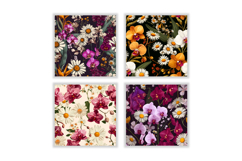 Orchid &amp; Daisy Flower Digital Paper | Flower Pattern Product Image 2