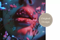 Glitter Lips Tumbler Wrap, Floral Tumbler Sublimation Product Image 2