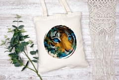 Floral Tiger Illustration, Blue Eyes PNG, Animals PNG Product Image 2