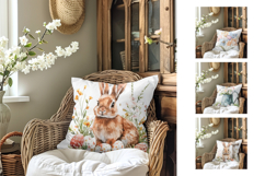 Watercolor Easter Pillow, Cute Easter Pillow Template Product Image 2