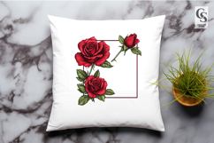 Red Rose Floral Frames &amp; Corners Clipart Sublimation PNG Product Image 3