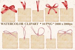 Watercolor Christmas Square Gift Tags Clipart, Christmas Tag Product Image 2