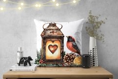 Christmas Lantern Pillowcase, Christmas Bird Pillow Case PNG Product Image 2