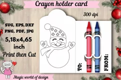 Christmas Snowman Coloring Card ,Crayon Holder Card svg Product Image 1