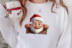Christmas Santa Claus Peeking Clipart PNG Product Image 2