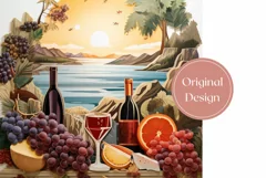 3D Wine Tumbler Wrap Design, 3D Summer Tumbler Design Product Image 2