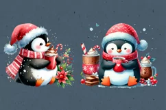 Watercolor Penguins cliparts. 4 PNG sublimation Product Image 3