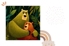 Cartoon Bears Pillow Design, Cartoon Animals PNG Product Image 2