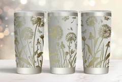 20oz Tumbler laser svg wrap| Floral Dandelions pattern Product Image 3