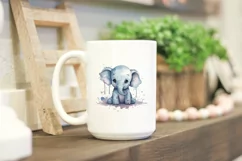 Cute Kawai baby elephant watercolor SVG, baby elephant png Product Image 2