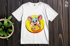 Cute Mouse With Cheese Cartoon Clipart Sublimation PNG Product Image 2