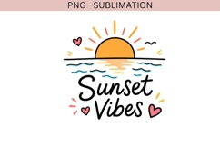 Sunset Vibes PNG | Summer Sunset Clipart | Beach Sunset Product Image 2