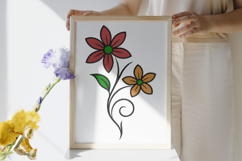Dual Bloom Floral Outline Embroidery Design File Product Image 2