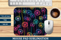 Neon Dandelions Pattern Mouse Pad | Mouse Pad Sublimation Product Image 1