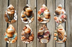 Watercolor Coffee | 8 Teardrop earring Sublimation designs Product Image 2